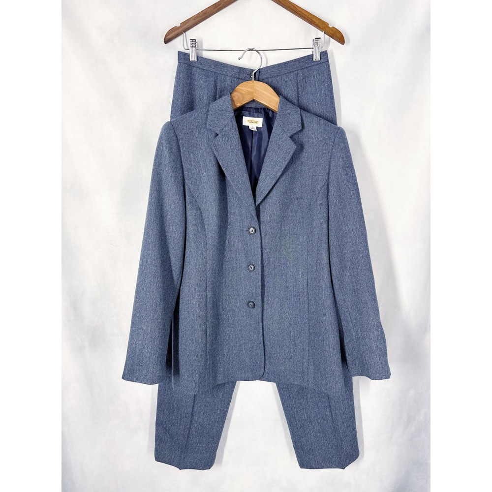 Vintage Talbots 100% Wool Pants Suit Long Sleeve Blazer Pants Women's Size 12